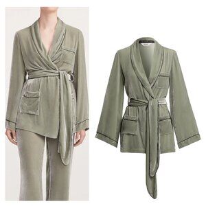 SLEEPING WITH JACQUES $400 Bon Vivant Velvet Robe in Desert Sage size 8 Designer